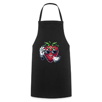 Cool Strawberry Fruit Comic with Sunglasses - Cooking Apron - black - Front - AI Model Male 185 dark (185cm)