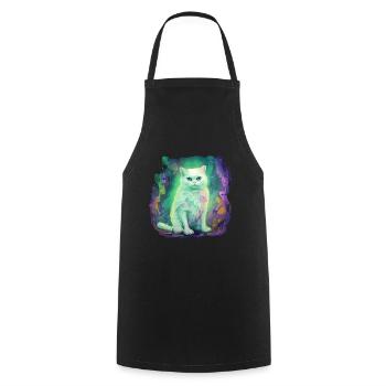 Geist Katze Halloween Horror Gruselig - Kochschürze - Schwarz - Vorne - AI Model Male 185 dark (185cm)