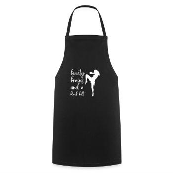 Beauty Brains et une ceinture noire - Tablier de cuisine - noir - Devant - AI Model Male 185 dark (185cm)