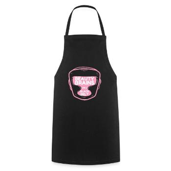 Beauty Brains et une ceinture noire - Tablier de cuisine - noir - Devant - AI Model Male 185 dark (185cm)