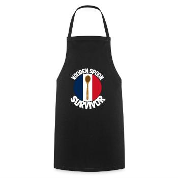 J’ai survécu à la cuillère de bois - Parenting - Tablier de cuisine - noir - Devant - AI Model Male 185 dark (185cm)