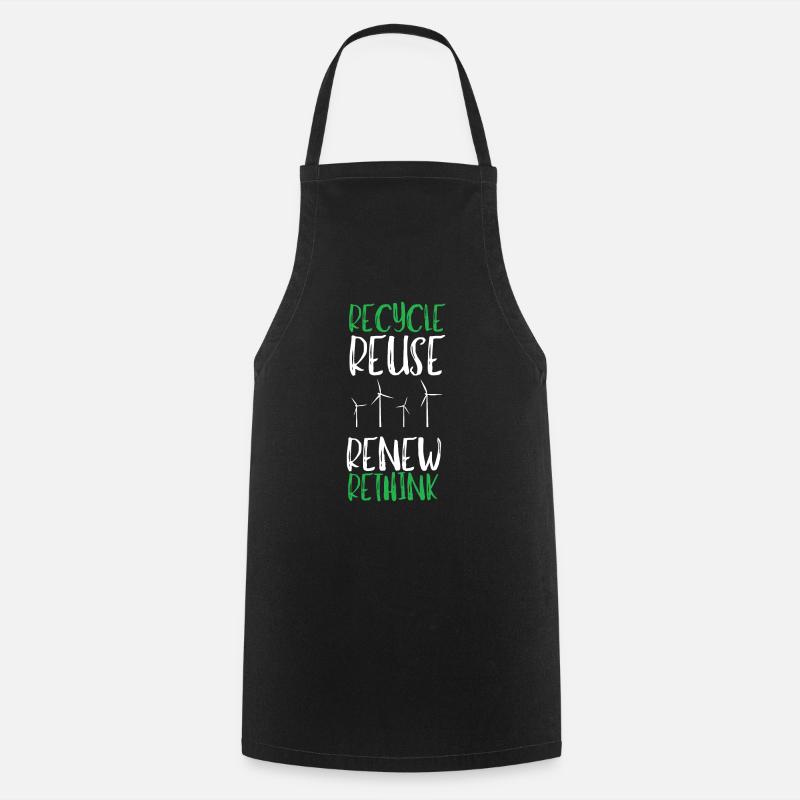 Recycle Réutiliser Renew Rethink Wind Turbine - Wind - Tablier de cuisine - noir