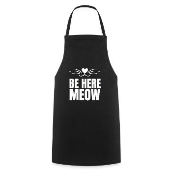 Yoga Cat - Be Here Meow - Cooking Apron - black - Front - AI Model Male 185 dark (185cm)
