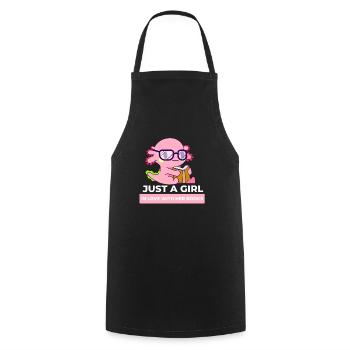 Reading For Girls - Just a girl in love with her - Cooking Apron - black - Front - AI Model Male 185 dark (185cm)