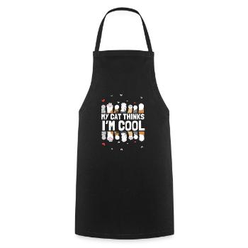Cat Owner - My cat thinks I'm awesome - Cooking Apron - black - Front - AI Model Male 185 dark (185cm)