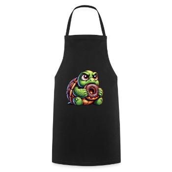 Mignon tortue beignet bonbon dessin animé - Tablier de cuisine - noir - Devant - AI Model Male 185 dark (185cm)
