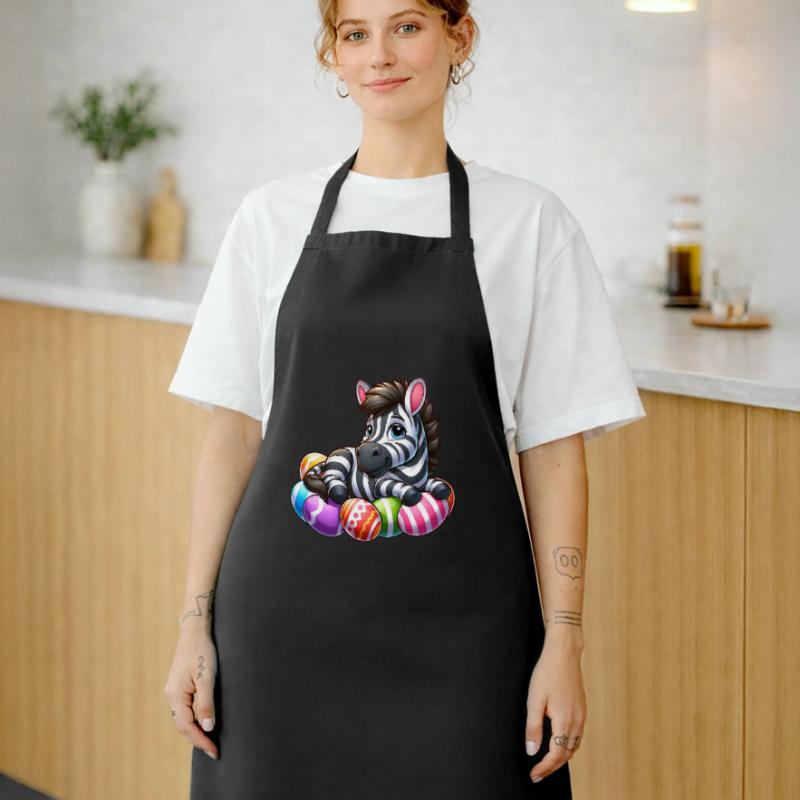 Cute Zebra Easter Egg Cartoon Easter Cooking Apron