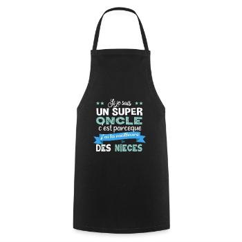 Super oncle. Cadeau famille nièce tonton humour - Tablier de cuisine - noir - Devant - AI Model Male 185 dark (185cm)