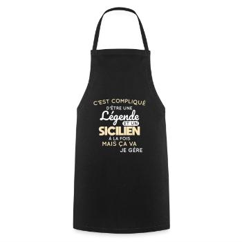 Compliqué d'être une légende et un Sicilien - Tablier de cuisine - noir - Devant - AI Model Male 185 dark (185cm)