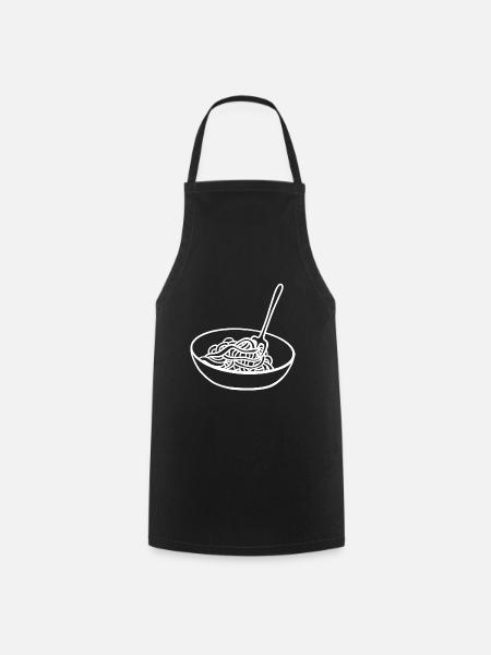 Spaghetti Bowl Noodles Fourchette Spaghetti Server - Tablier de cuisine - noir