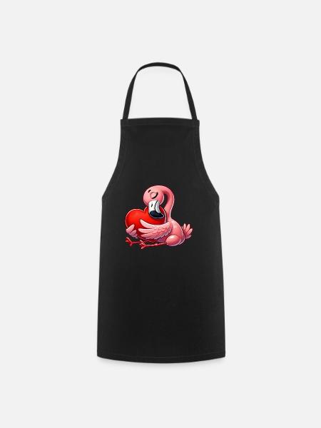 Flamingo Love Valentine's Day Romance in Love - Cooking Apron - black
