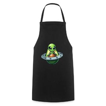 Lustiger Avocado Alien skurriles UFO Design - Kochschürze - Schwarz - Vorne - AI Model Male 185 dark (185cm)