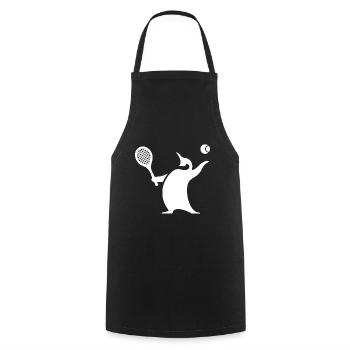 Pinguin Tennisspieler Silhouette Minimalistisch - Kochschürze - Schwarz - Vorne - AI Model Male 185 dark (185cm)