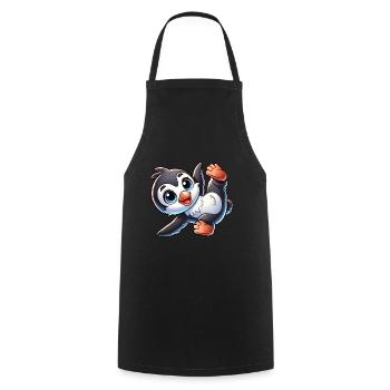 Mignon pingouin équilibre sur les mains Breakdance - Tablier de cuisine - noir - Devant - AI Model Male 185 dark (185cm)
