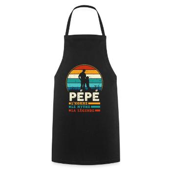 Mon Pépé est Une légende Cadeau drôle papi - Tablier de cuisine - noir - Devant - AI Model Male 185 dark (185cm)