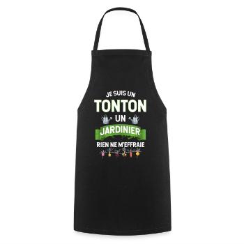 Mon Tonton Jardinier Cadeau Humour Jardin Homme - Tablier de cuisine - noir - Devant - AI Model Male 185 dark (185cm)