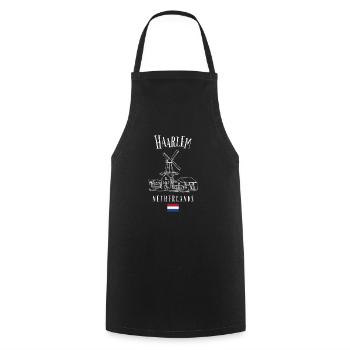 Haarlem Charm - Dutch Beauty - Cooking Apron - black - Front - AI Model Male 185 dark (185cm)
