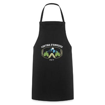 Cortina D'Ampezzo Ski Resort Italian Alps Skiing - Cooking Apron - black - Front - AI Model Male 185 dark (185cm)