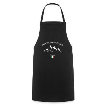 Cortina D'Ampezzo Ski Resort Italian Alps Skiing - Cooking Apron - black - Front - AI Model Male 185 dark (185cm)