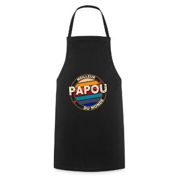Meilleur Papou Du monde Cadeau Fête - Tablier de cuisine - noir - Devant - AI Model Male 185 dark (185cm)