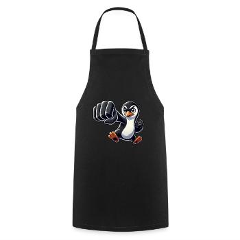 Cooler Pinguin Faust Karate Pinguin Cartoon - Kochschürze - Schwarz - Vorne - AI Model Male 185 dark (185cm)