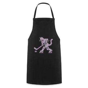 Katze Eishockey Minimalistisch Silhouette Spieler - Cooking Apron - black - Front - AI Model Male 185 dark (185cm)