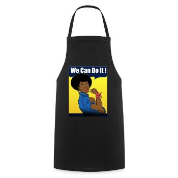 Vintage Woman Afro Retro Cup - Cooking Apron - black - Front - AI Model Male 185 dark (185cm)