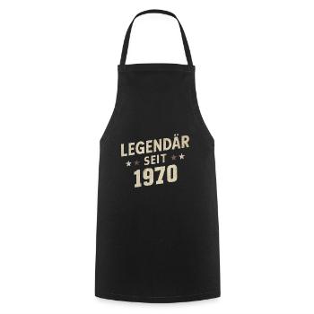 Légendaire depuis 1970 - Tablier de cuisine - noir - Devant - AI Model Male 185 dark (185cm)