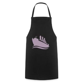 Silhouette de bateau de croisière mer minimaliste - Tablier de cuisine - noir - Devant - AI Model Male 185 dark (185cm)