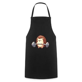 Süßer Igel Langhantel Fitness Workout Cartoon - Kochschürze - Schwarz - Vorne - AI Model Male 185 dark (185cm)