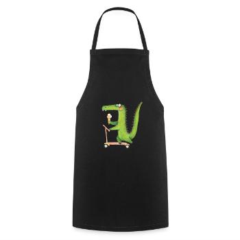 Crocodile sur trotinette - Tablier de cuisine - noir - Devant - AI Model Male 185 dark (185cm)
