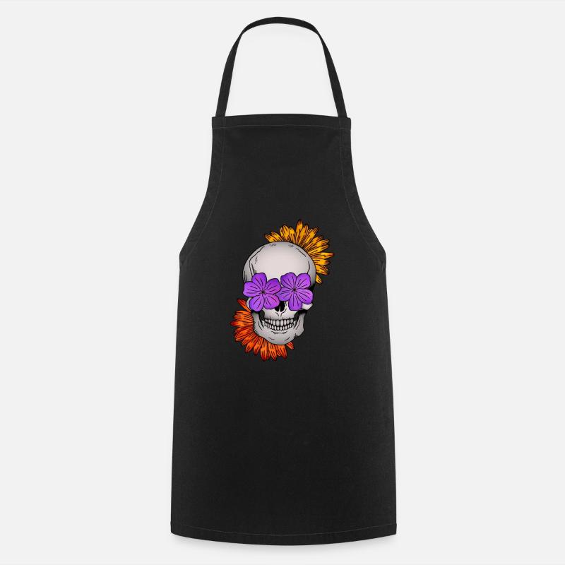 Crâne De Fleur I - Tablier de cuisine - noir