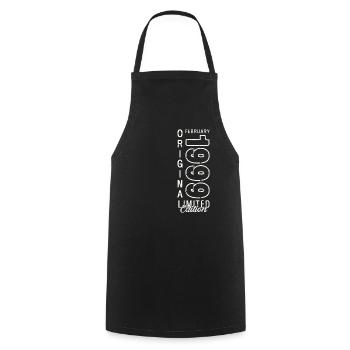 25e anniversaire Original Février Année 1999 - Tablier de cuisine - noir - Devant - AI Model Male 185 dark (185cm)