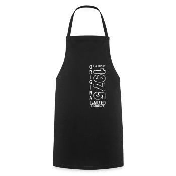 50th Birthday Gift Husband Original February 1975 - Cooking Apron - black - Front - AI Model Male 185 dark (185cm)