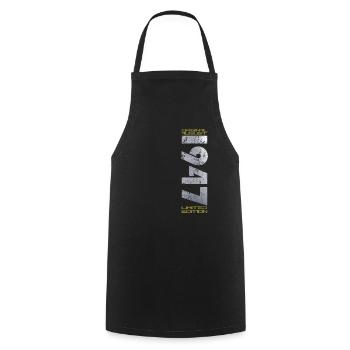 77th Birthday Original August 1947 Born 1947 - Cooking Apron - black - Front - AI Model Male 185 dark (185cm)