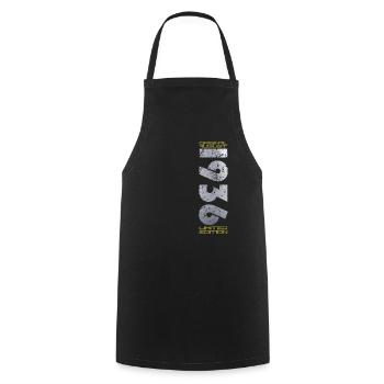 88e anniversaire Original août 1936 Né en 1936 - Tablier de cuisine - noir - Devant - AI Model Male 185 dark (185cm)