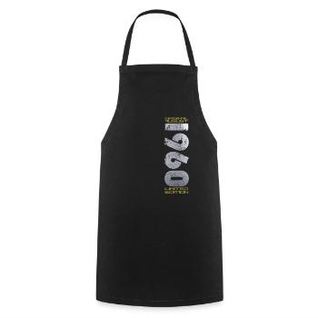 64ème Anniversaire Original Août 1960 Millésime 1960 - Tablier de cuisine - noir - Devant - AI Model Male 185 dark (185cm)