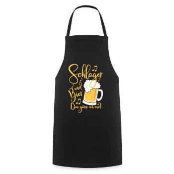 Schlager und Bier Das gönn ich mir Festival Party - Kochschürze - Schwarz - Vorne - AI Model Male 185 dark (185cm)