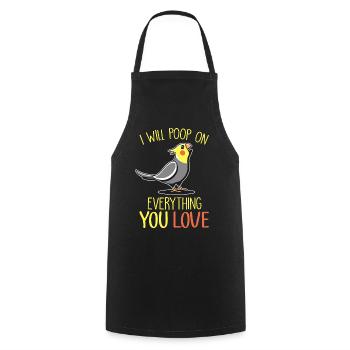 Cockatiel - Cooking Apron - black - Front - AI Model Male 185 dark (185cm)