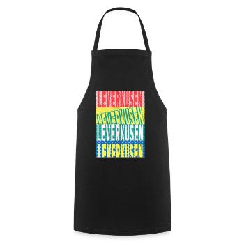 Leverkusen Germany City Font Skyline - Cooking Apron - black - Front - AI Model Male 185 dark (185cm)