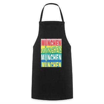 Munich Germany City Font Skyline - Cooking Apron - black - Front - AI Model Male 185 dark (185cm)