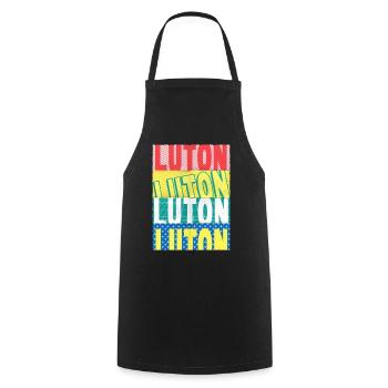 Luton Angleterre Royaume-Uni City Font Skyline Accueil - Tablier de cuisine - noir - Devant - AI Model Male 185 dark (185cm)