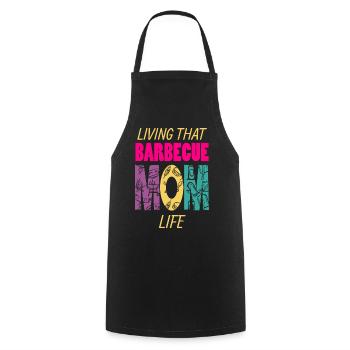 Vivre ce barbecue Mom Life Grilling BBQ Fan - Tablier de cuisine - noir - Devant - AI Model Male 185 dark (185cm)
