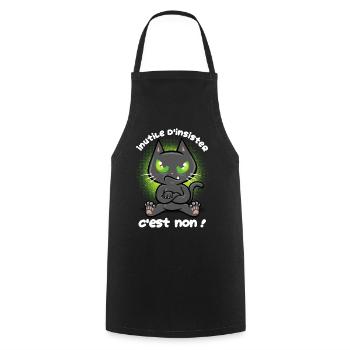 Chat têtu - Tablier de cuisine - noir - Devant - AI Model Male 185 dark (185cm)