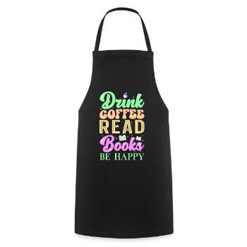 Read coffee books - Cooking Apron - black - Front - AI Model Male 185 dark (185cm)