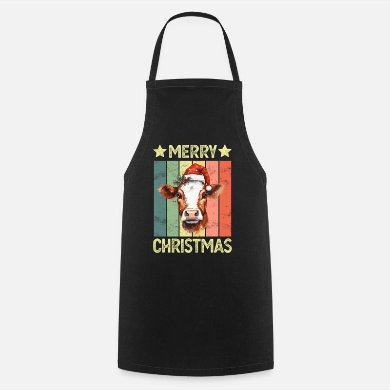 Kuh Weihnachten - Kochschürze - Schwarz