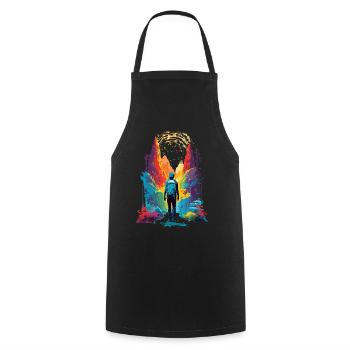 Wandern Berge Bunt - Kochschürze - Schwarz - Vorne - AI Model Male 185 dark (185cm)