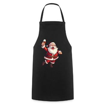 Weihnachtsmann Alkohol Bier Glühwein Schnaps Prost - Kochschürze - Schwarz - Vorne - AI Model Male 185 dark (185cm)
