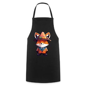 Süßer Fuchs Müllinspektor Kawaii Tier im Anzug - Kochschürze - Schwarz - Vorne - AI Model Male 185 dark (185cm)