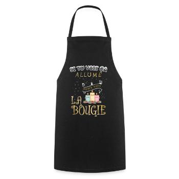 Si tu vois ça allume la bougie cadeau de Noël - Tablier de cuisine - noir - Devant - AI Model Male 185 dark (185cm)